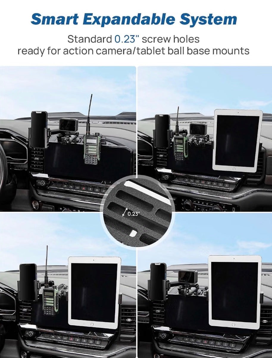 Metal Dash Mount Phone Holder Compatible with 2022-2026 Silverado & 2022-2026 Sierra with 13.4" Touchscreen | Custom Fit Phone Mount Expansion Platform| One-Hand Adjustable Clip