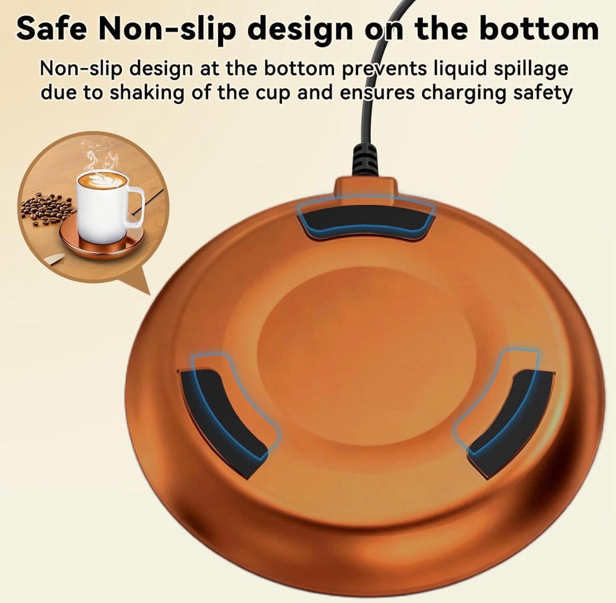 Charging Coaster 2 Compatible with Temperature Control Smart Mug 2,Mug1,Cisain Mug Power Cord for Em/BER Smart Temperature Control Mugs (Copper)