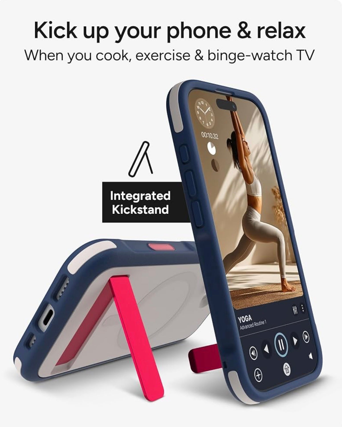 ZAGG Sedona Snap Case with Kickstand for iPhone 17 - Red Light Yellow & Blue, Drop Protection (13ft/4m), Multi-Layer Protection, with Camera Button, MagSafe Phone Case with Impact-Absorbing Bumpers
