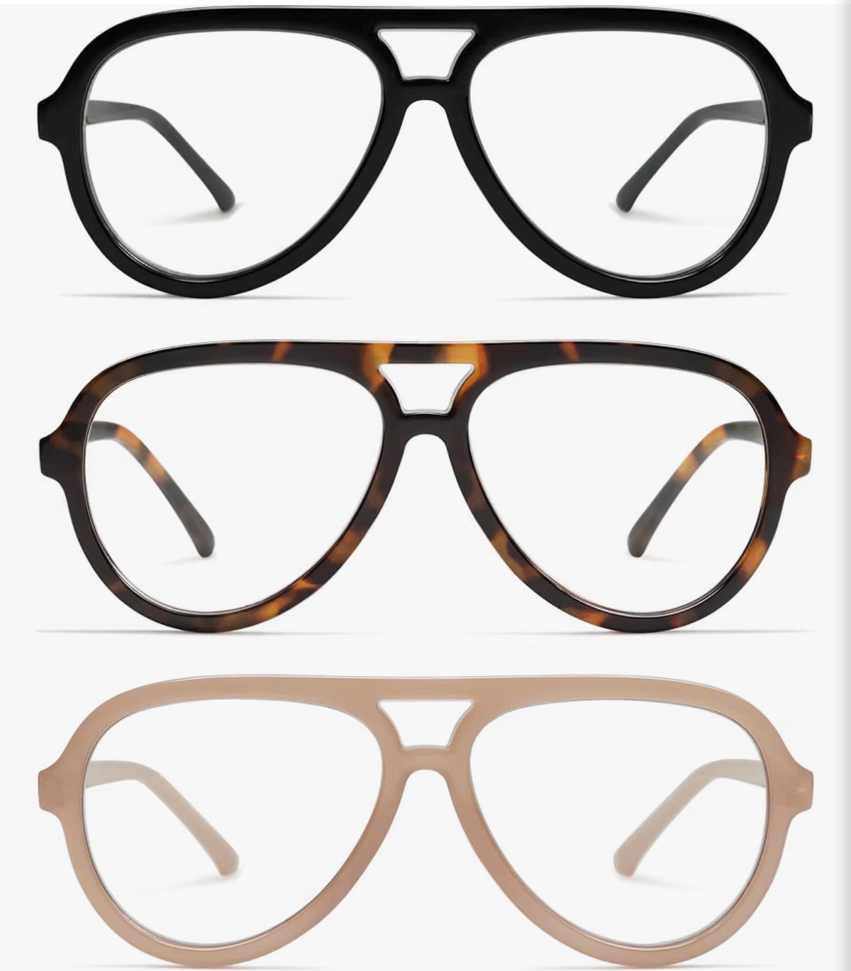 3 Pack, Retro Oversized Aviator Reading Glasses for Women Men,Classic Large Reader Blue Light Computer Frame AM6111, 2.5 x