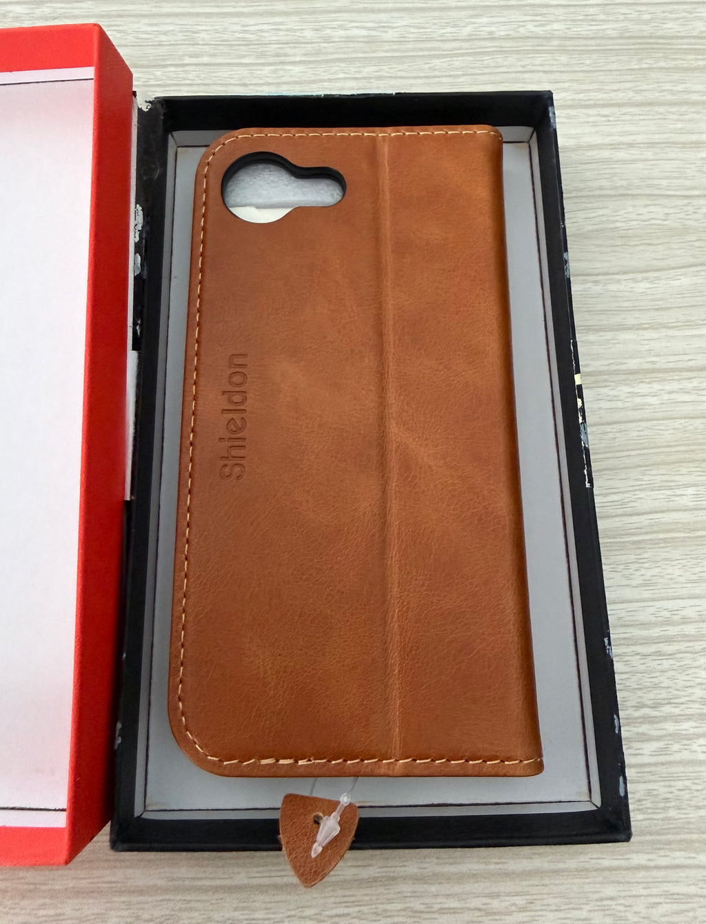 Genuine Leather Case Wallet for iPhone 17e/16e, Retro Light Brown, Flip Magnetic Cover, RFID Blocking, Credit Card Holder, Kickstand, Book Design, Shock-Absorbent Phone Cover