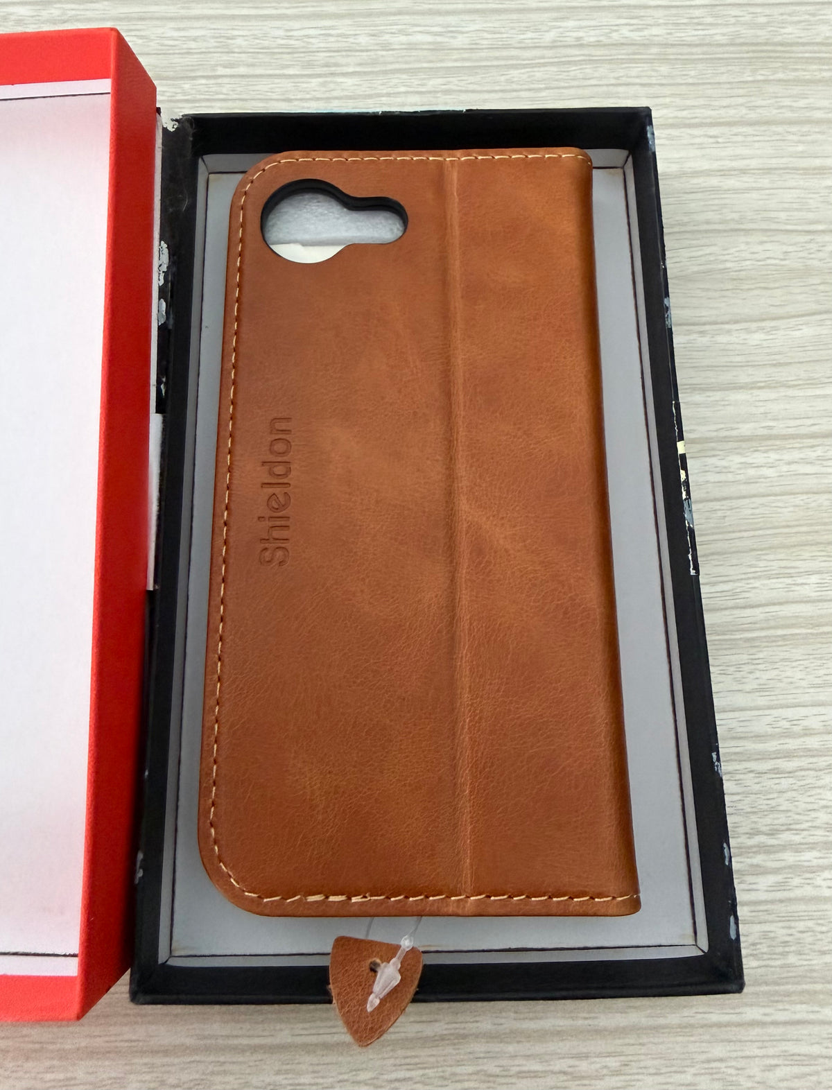 Genuine Leather Case Wallet for iPhone 17e/16e, Retro Light Brown, Flip Magnetic Cover, RFID Blocking, Credit Card Holder, Kickstand, Book Design, Shock-Absorbent Phone Cover