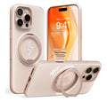 TORRAS for iPhone 16 Pro Case, 360 Magnetic Stand, O3 Fitness Series [Fit for MagSafe] [360° Rotating Kickstand] 4X Mil-Grade Shockproof, Camera Button, Slim, Translucent Desert Titanium 6.3"