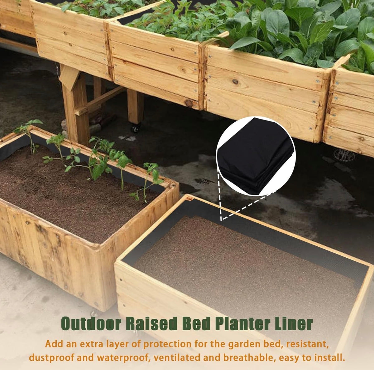 63 * 83 inch Raised Garden Bed Liner, Non Woven Fabric Liner for Large Veg Trough, Keeps Soil Contained and Water Drained