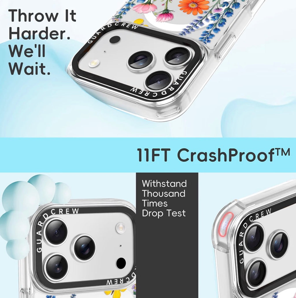 Magnetic Case for iPhone 17 Pro, [Butterfly with Wildflowers] Design for Women, [11FT Military-Grade Drop Tested] Compatible with Mag-Safe, Slim Shockproof Aesthetic Cover, 6.3"