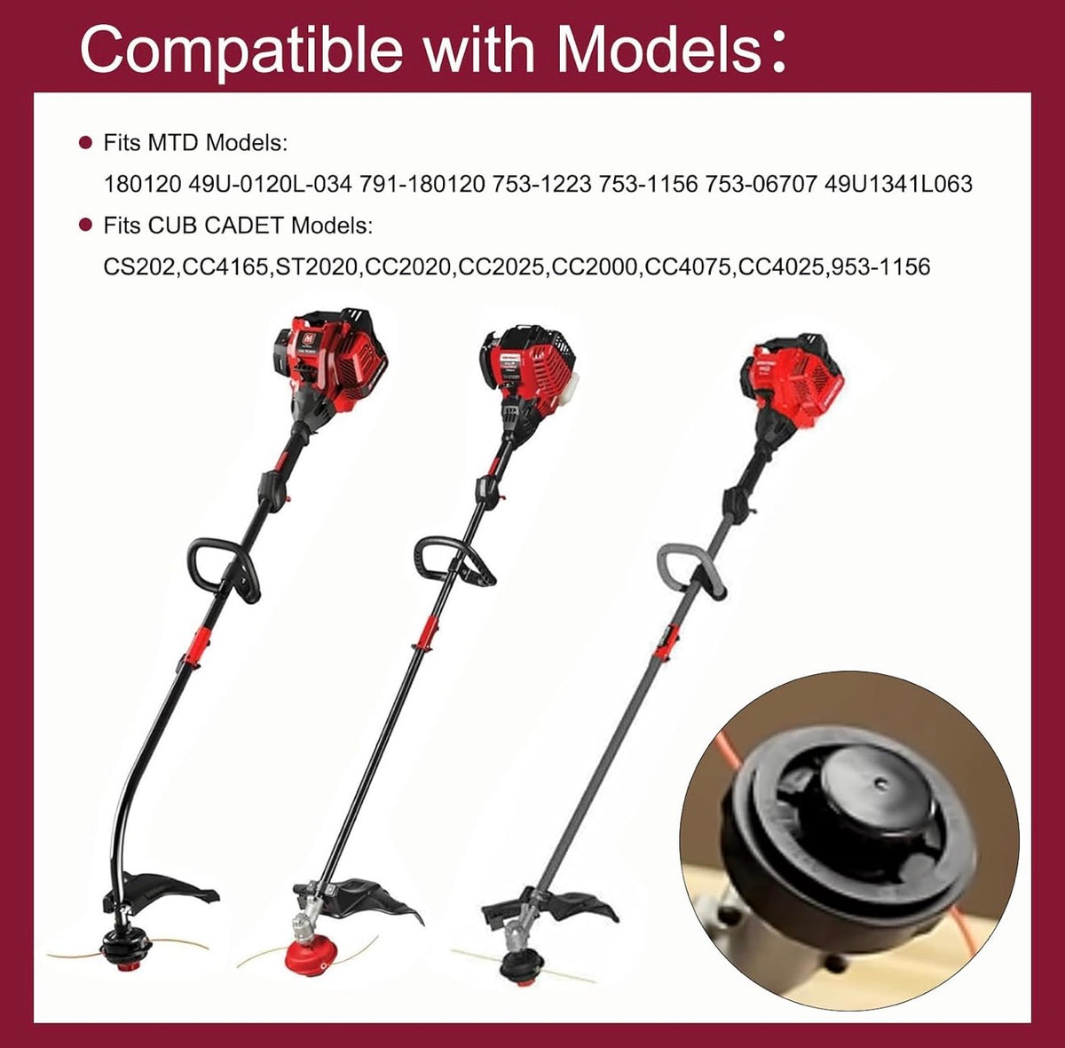 4 Pack, Replacement Spool for Troy-Bilt TB22 TB25CB TB25SB TB252S String Trimmer Replacement String for Troy-Bilt TB22 TB25 Series Gas String Trimmer for Hyper Tough H2510 H2520 for Craftsman WS2200 WC2200