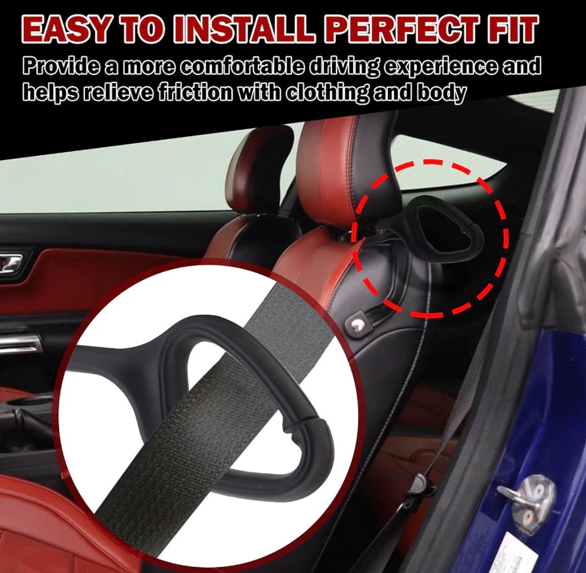 Front Seat Belt Holder Guide Extension For Ford Mustang EcoBoost GT 2015-2022 (Pair)