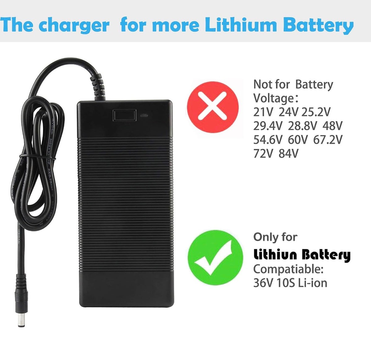 Charger 42vdc Replacement ACDC Charger for 10S 36Voltage Lithium Battery
DC42V Compatible with S2Pro S2Lite S2 KS4 KS4Pro NEX NEX3 NEX5 Max Max3 Max V2