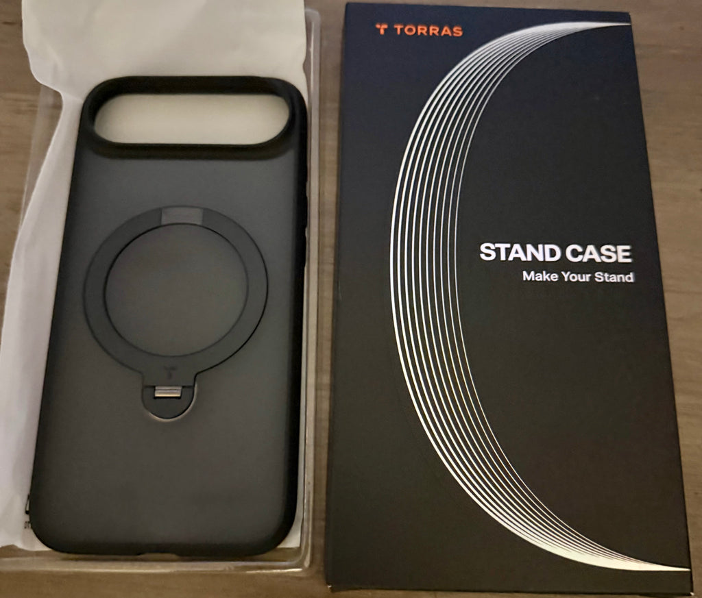 TORRAS Q3 Spin for iPhone Air Case, 360 Magnetic Stand, Black, Compatible with MagSafe, Built-in Kickstand, Camera Control, 4X Military-Grade Shockproof Translucent Phone Case for 17 Air