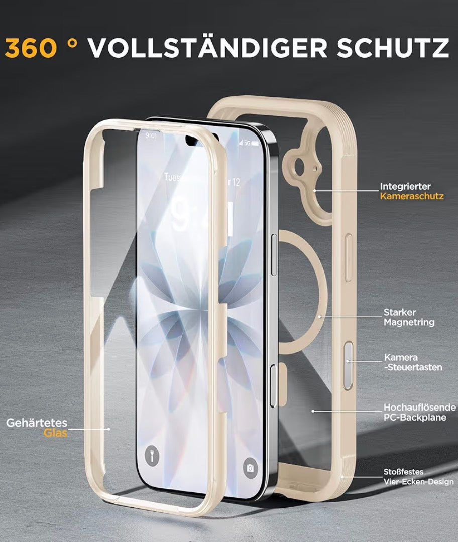 for iPhone 17 Case 6.3'', Full-Body Military Grade Drop Protection Outdoor Phone case with Built-in Glass Screen & Camera Control, Easy Installation, No Gap, Compatible with MagSafe, Gold