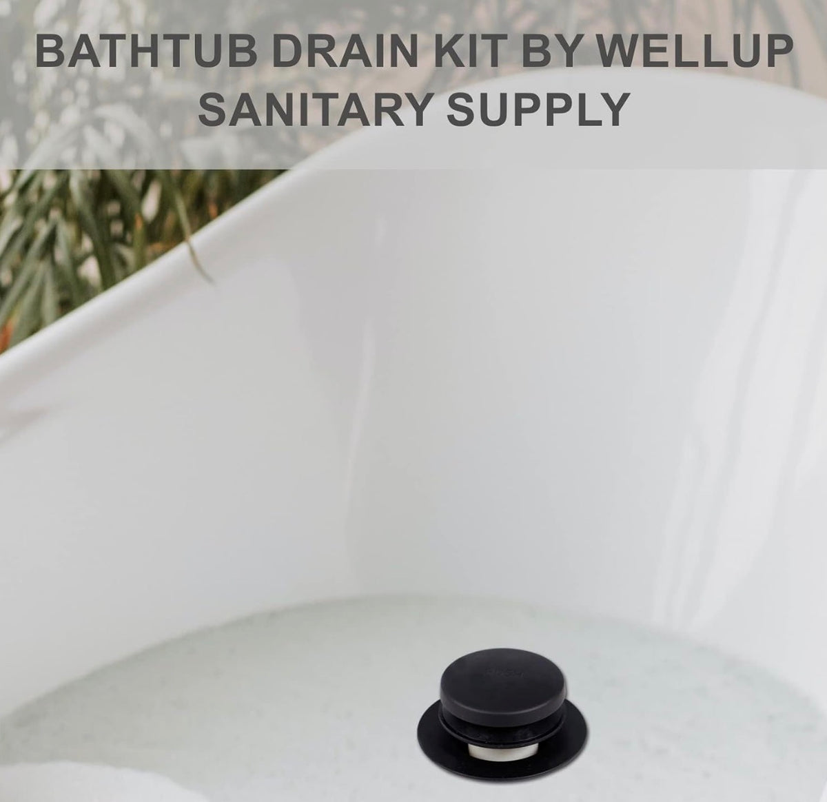 Matte Black Bath Tub Drain Trim Bathtub Drain Kit 2 Hole Overflow, 304 Stainless Steel & Brass Tub Drain,Tip Toe Tub Replacement Conversion Kit,Fits 1-3/8 & 1-1/2 Bathtub Drain,Easy Install