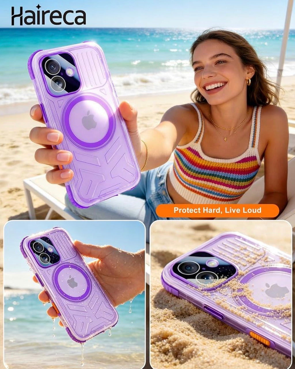 IP68 Waterproof Case for iPhone 17, Privacy, Purple