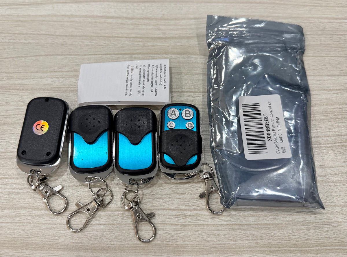 Remote Control Key Fob, 4pcs Universal Cloning Remote Control Garage Door Opener Key Fob for Car Garage Door Gate 433mhz