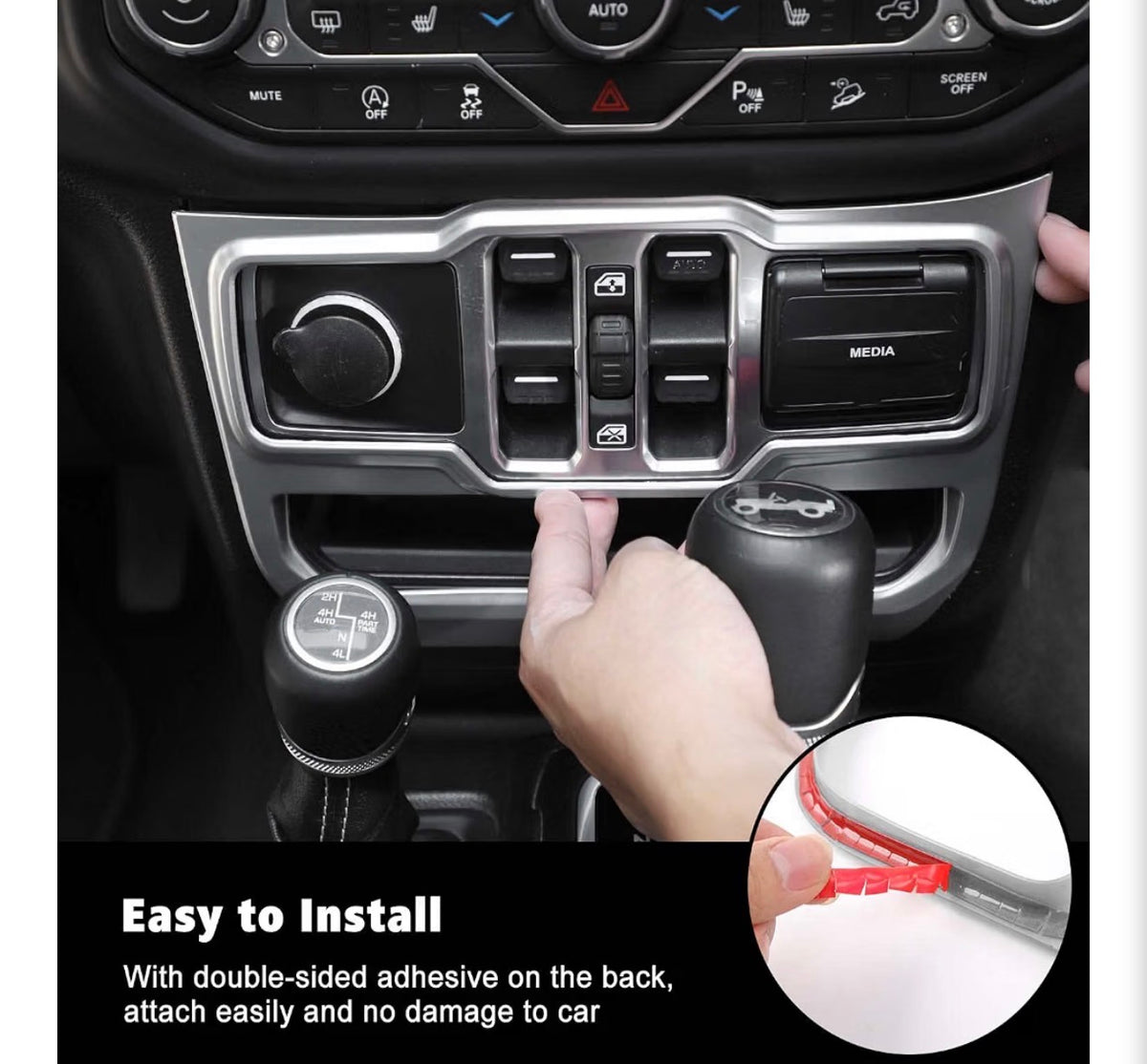 Control Panel Trim Cover Center Console Decoration Interior Accessories for Jeep Wrangler JL JLU & Gladiator JT 2018-2024, Silver