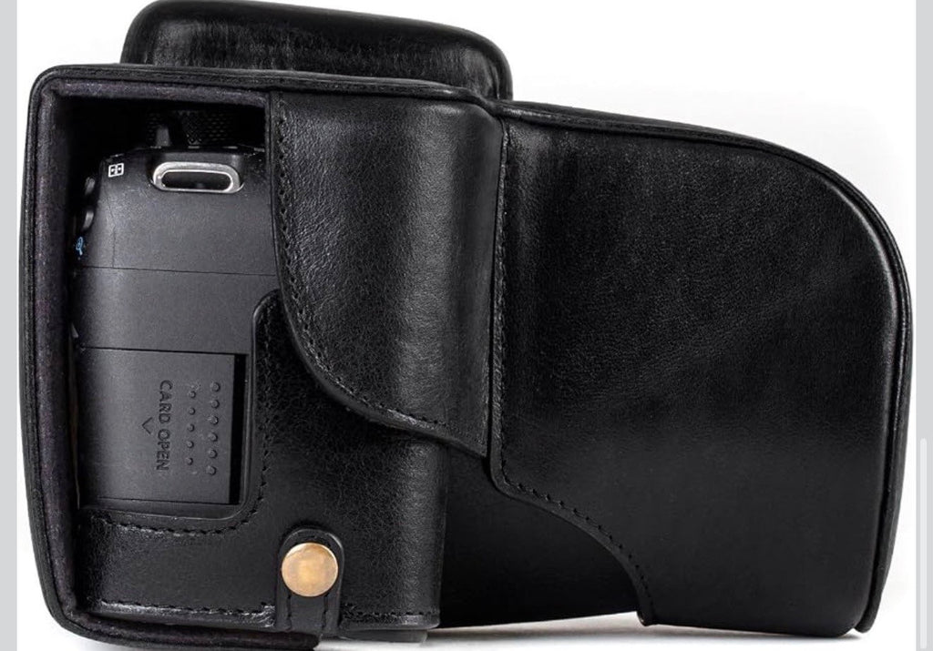 MG1192 Ever Ready Genuine Leather Camera Case Compatible with Canon EOS Rebel T8i, Kiss X10i, Rebel T7i, Kiss X9i, 77D, 9000D (18-55mm), Black