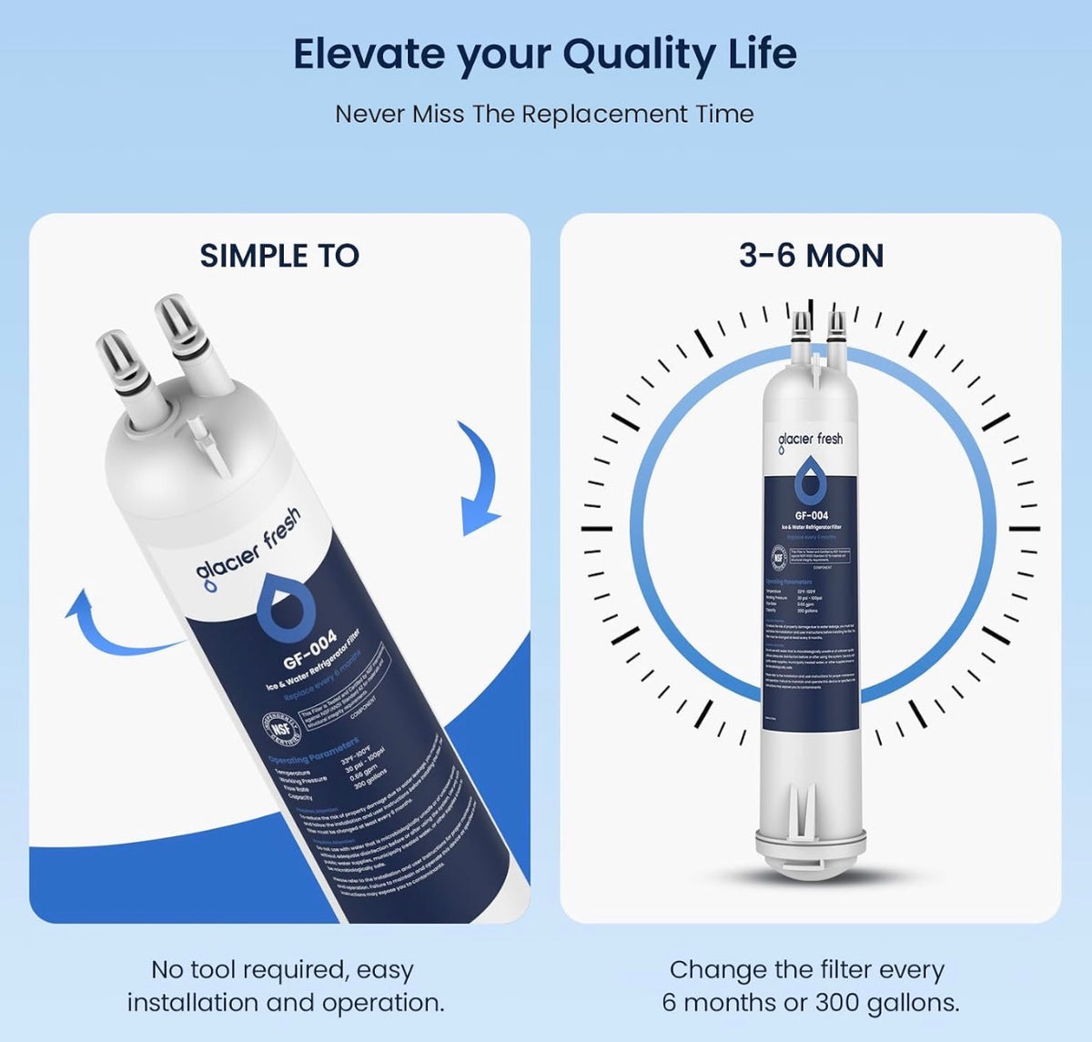GLACIER FRESH - EDR3RXD1 Water Filter, Compatible With 4396841, 2 PACK
