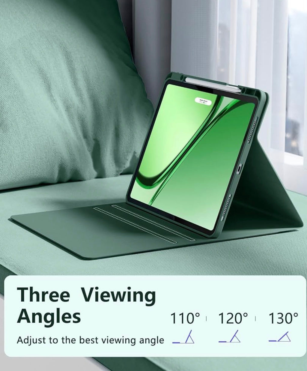 Harvopu for iPad Air 13 Inch (M4/M3/M2) & Pro 12.9 Case with Keyboard Multi-Touch Trackpad, 7 Colors Backlit, Detachable Keyboard Cover for iPad Air 13/ Pro 12.9 6th 5th 4th 3rd Gen, Pine Green