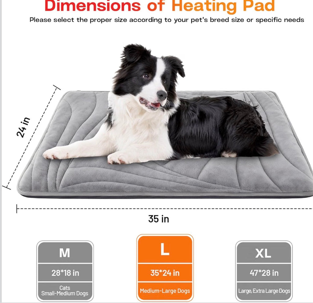 Dog Heating Pad with Washable Cover, Soft Plush Pet Heating Pad with 9 Adjustable Temperature, Timer, Chew-Resistant Cord, Waterproof Electric Heated Pet Bed Mat for Dogs and Cats Indoor