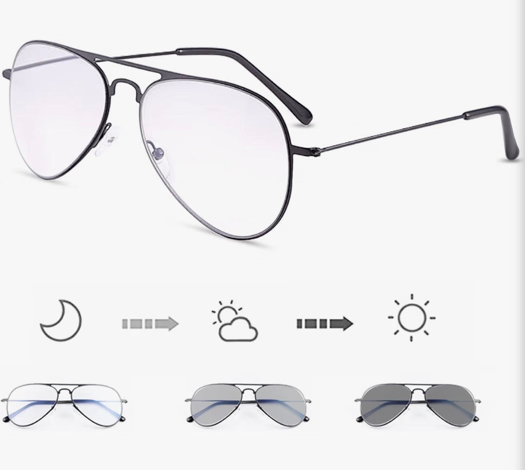 Photochromic Progressive Reading Glasses Blue Light Blocking Readers 3.5x