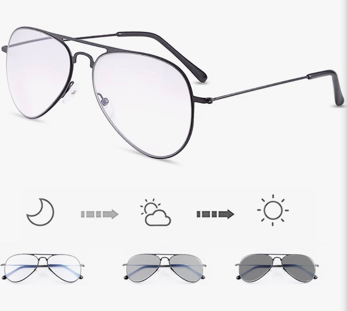 Photochromic Progressive Reading Glasses Blue Light Blocking Readers 3.5x