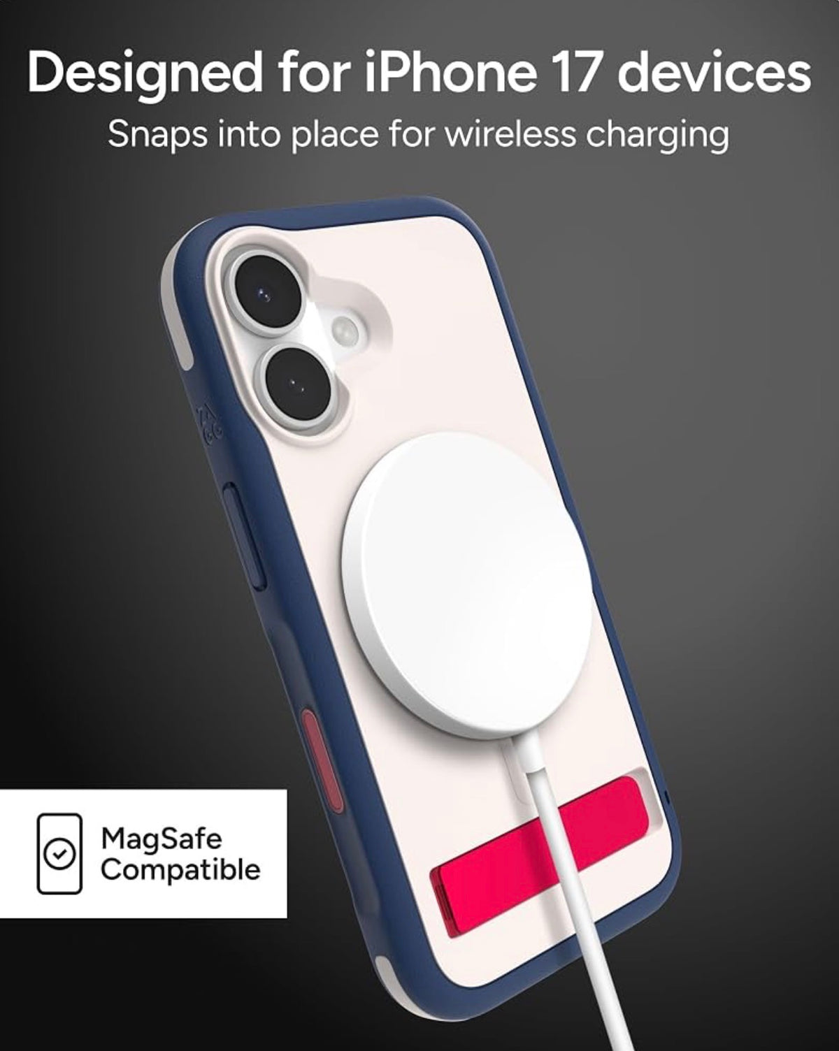 ZAGG Sedona Snap Case with Kickstand for iPhone 17 - Red Light Yellow & Blue, Drop Protection (13ft/4m), Multi-Layer Protection, with Camera Button, MagSafe Phone Case with Impact-Absorbing Bumpers