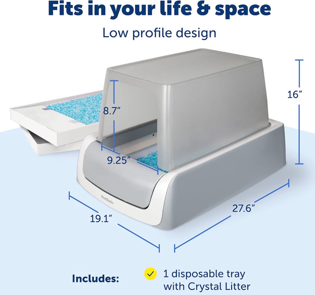 PetSafe ScoopFree Crystal Pro Legacy Self-Cleaning Litter Box, Front-Entry
Hands-Free Automatic Cleaning, Advanced Odor Control, Health Counter Display, Includes 1 Disposable Crystal Litter Tray & 1 Bag of Litter