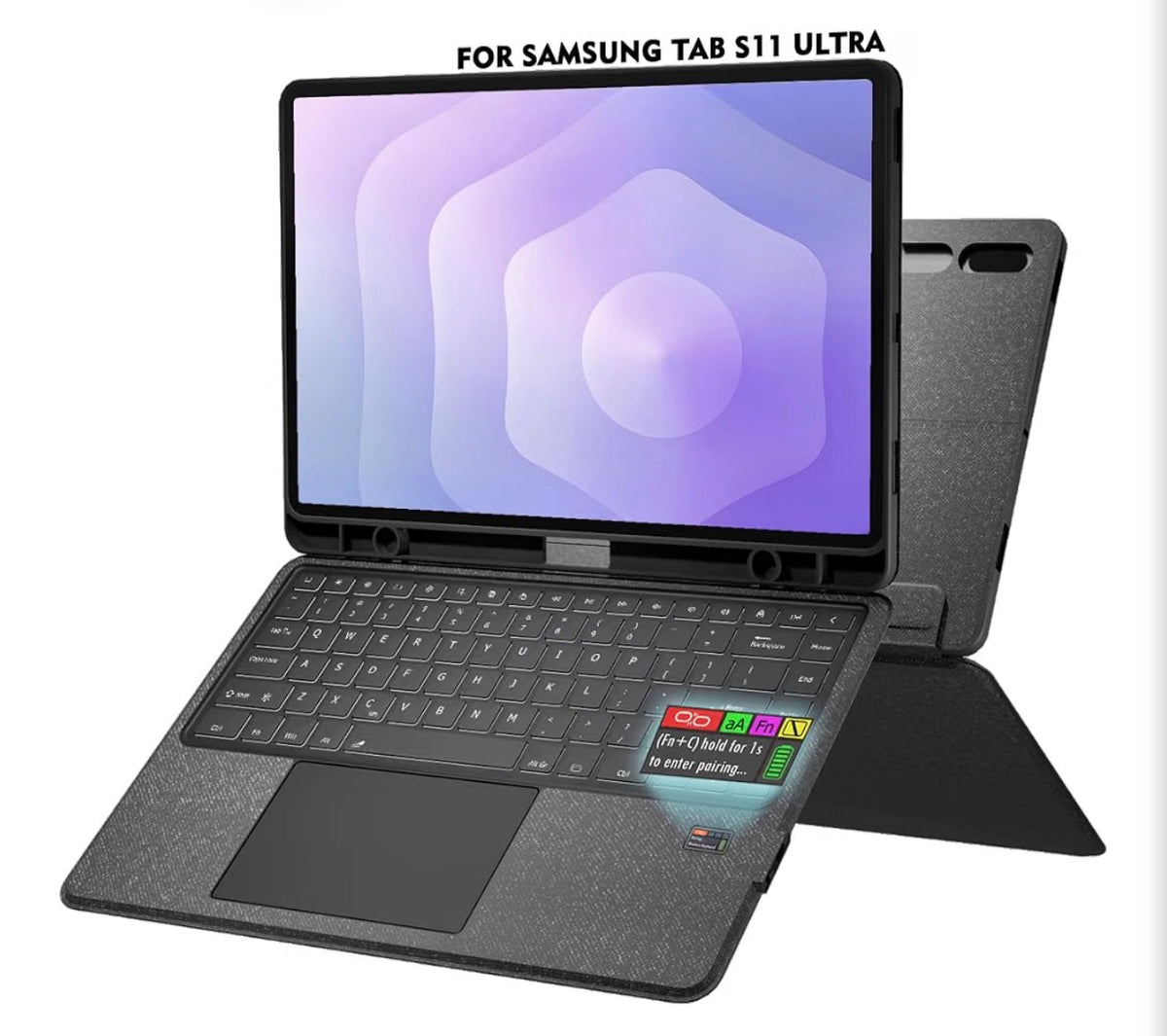 Keyboard Folio w/Status Screen for Samsung Galaxy Tab S11 Ultra 14.6 inch 2025, Tab S11 Ultra 14.6" Bluetooth Keyboard with Trackpad & Any-Angle Stand & Backlit, Tab S11 Ultra Keyboard