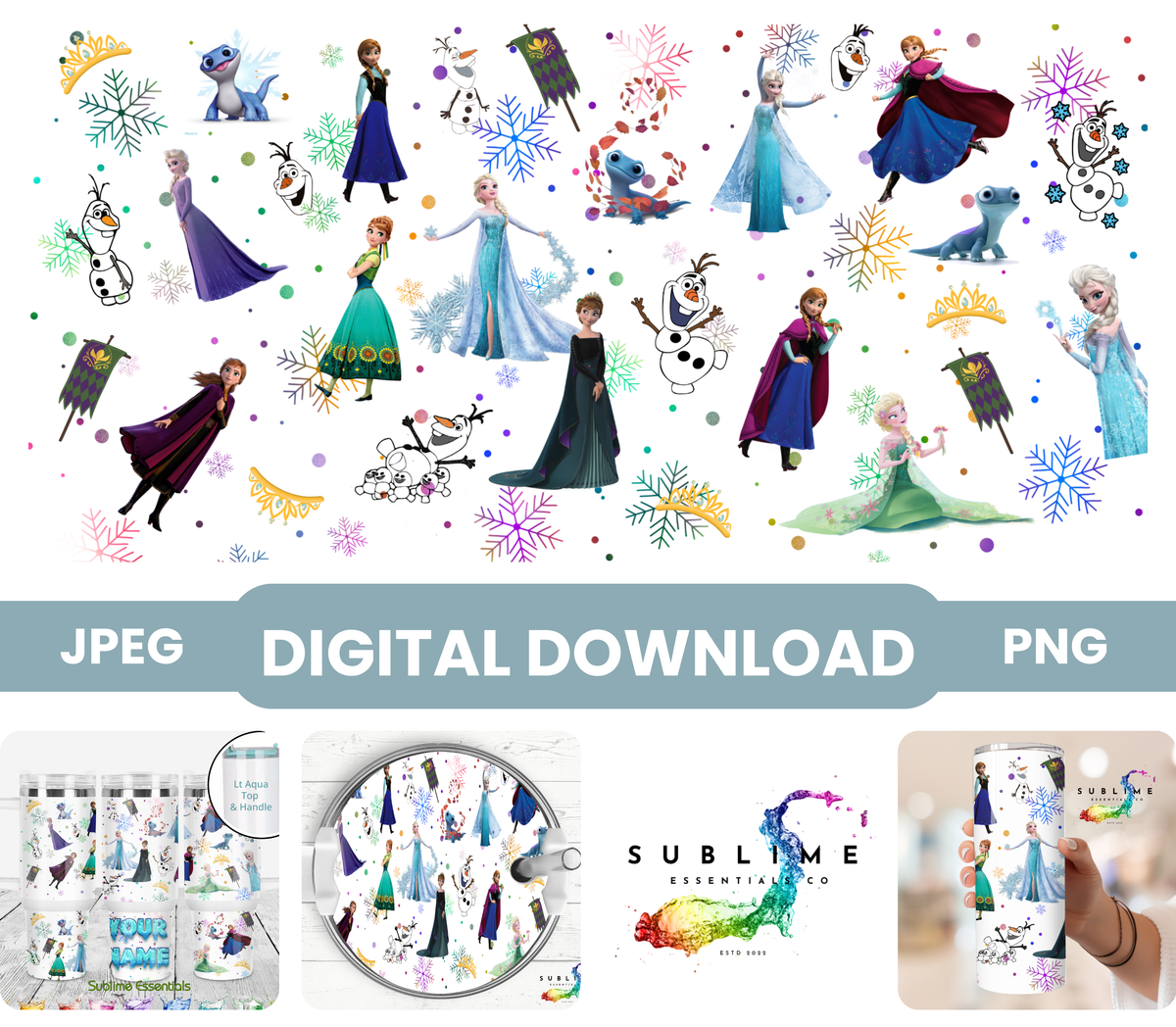 Frozen "Snowflakes Collage" Digital Download - PNG & JPEG Format