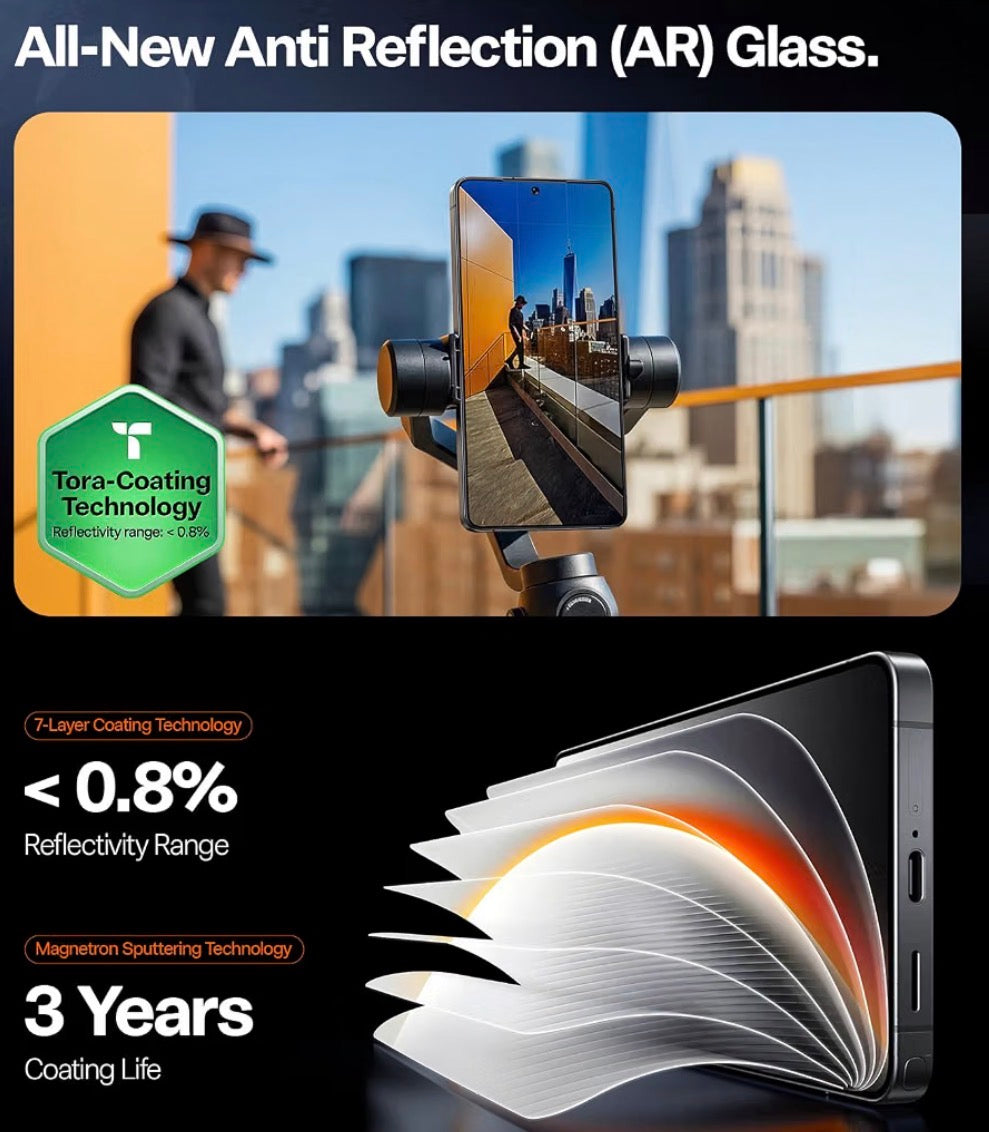 OrigArmor for Samsung Galaxy S26 Ultra Screen Protector [100% Anti Reflection] [Full Coverage Fit] Military-Grade Shatterproof 9H+ Tempered Glass Anti-Scratch Screen Protector S26 Ultra 1-Pack