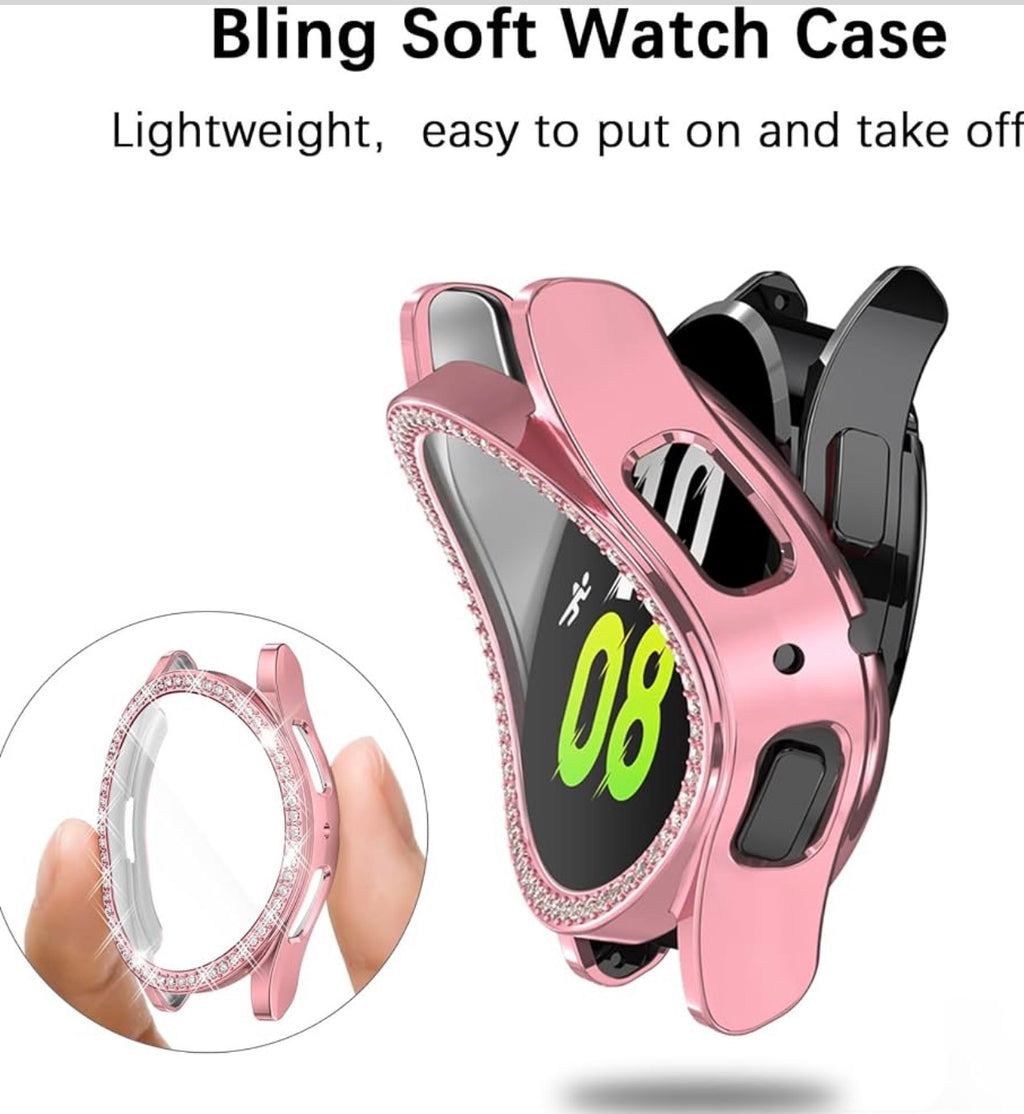 I Watch Screen Protector Compatible with Samsung Galaxy Watch 5/4 40mm, Bling Glitter Case TPU Soft Cover Full Protection with Sparkly Rhinestone for Galaxy Watch5/4/FE 40MM (16 Colors)