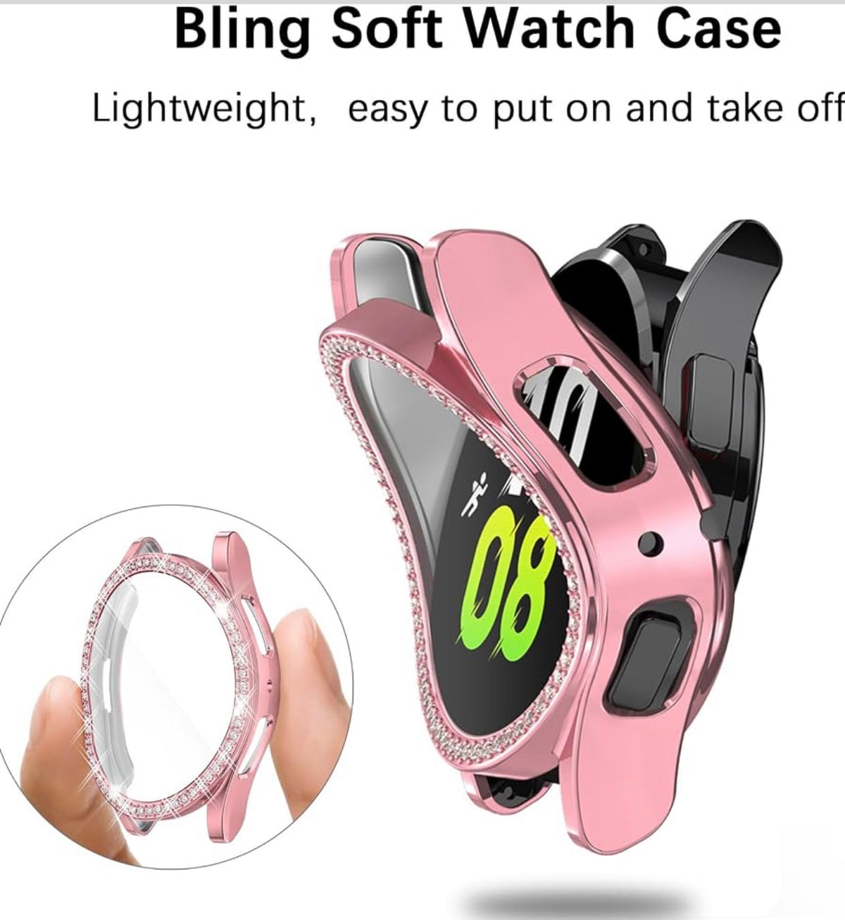 I Watch Screen Protector Compatible with Samsung Galaxy Watch 5/4 40mm, Bling Glitter Case TPU Soft Cover Full Protection with Sparkly Rhinestone for Galaxy Watch5/4/FE 40MM (16 Colors)