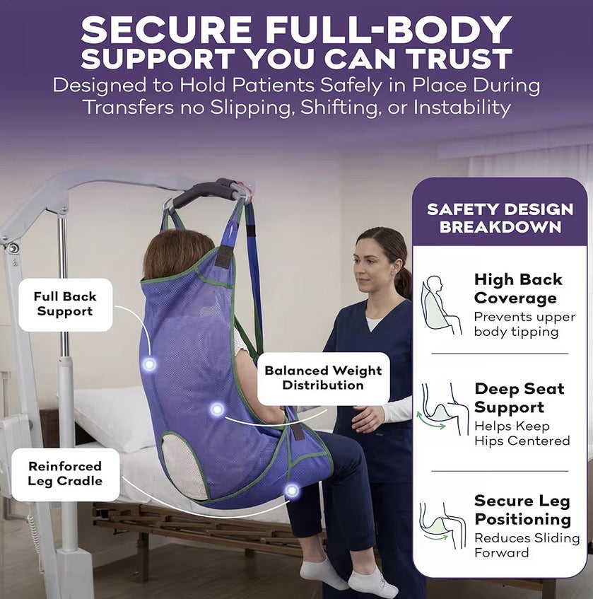 ProHeal Patient Lift Sling, Full Body Mesh with Commode Opening, 600 lbs Capacity - Transfer Sling for Shower, Toileting, Large 56" x 43.5" - Compatible with Hoyer, Drive, Invacare, Lumex