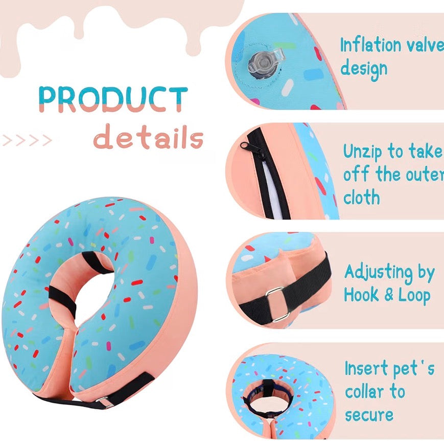Inflatable Dog Cone Collar for Medium Dogs, Soft Cone Collar for Dogs Cats, ECollar Doggie Neck Donut Dog Cone Alternative After Surgery