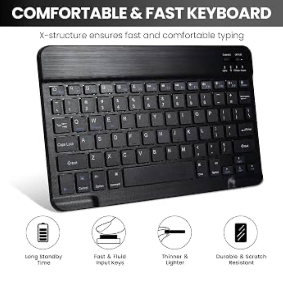 Keyboard Case for iPad 9.7 inch 2018 (6th Gen)/ 2017 (5th Gen)/2016 iPad Pro/Air 2/1, Thin - Detachable - Wireless Keyboard Cover with Pencil Holder for iPad 9.7 inch, Auto Sleep/Wake, Black