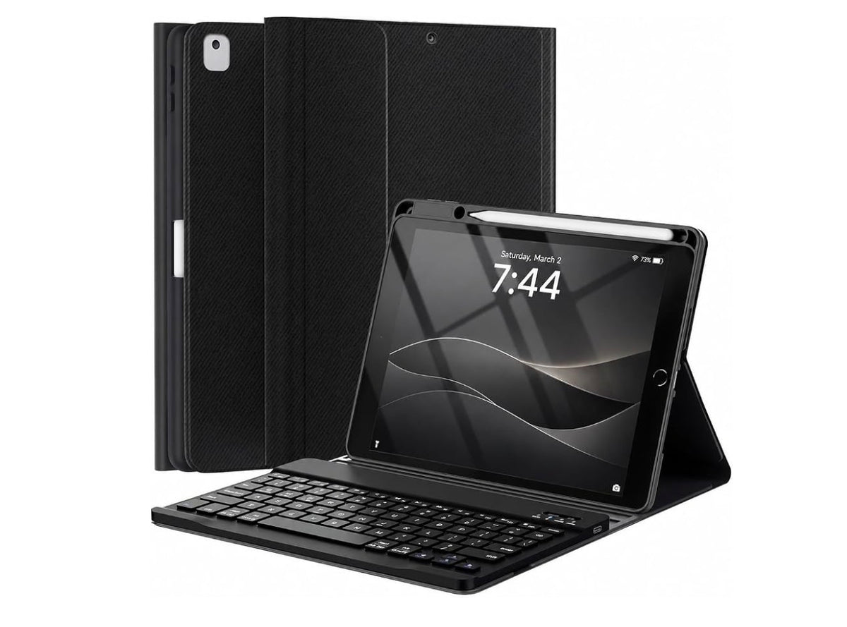 Keyboard Case for iPad 9th/8th/7th Gen (2021/2020/2019) 10.2 Inch
Keyboard Case for iPad Air 3rd gen (2019), iPad Pro 10.5 inch (2017), Detachable Wireless Keyboard, Pencil Holder