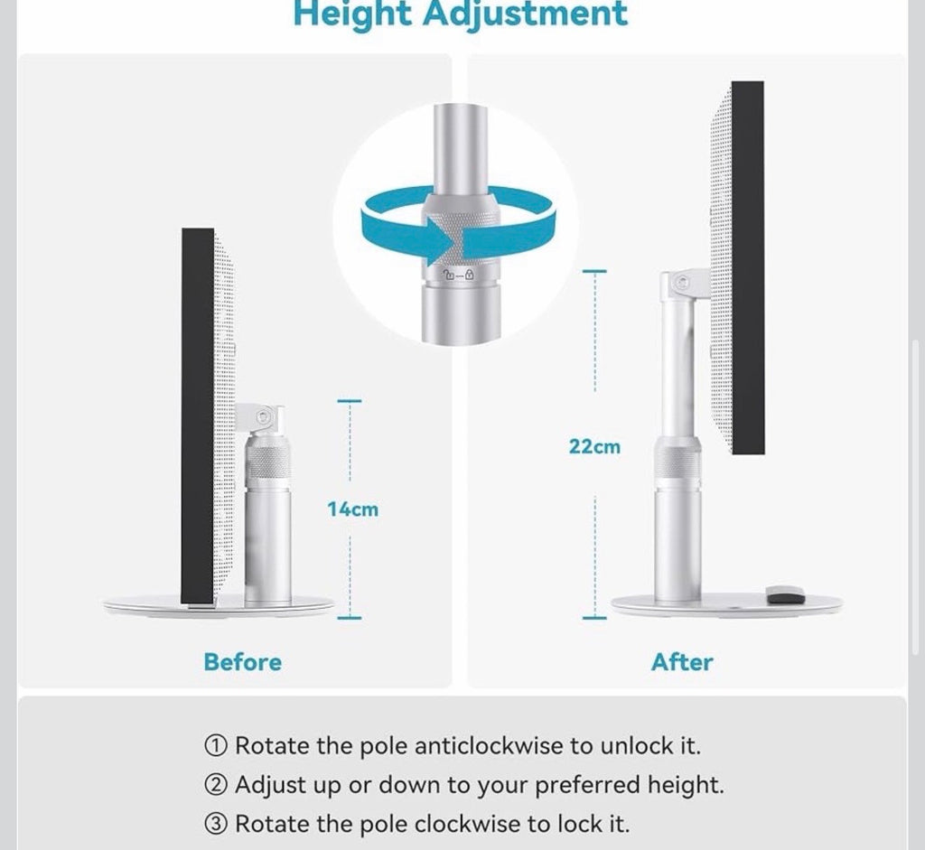 Metal Stand for Echo Show 21 & Show 15, 21cm Lift, Swivel & Tilt
Aluminum Alloy, 360° Swivel, 90° Tilt, Kitchen Used, Rotatable Stand, Space-Saving, Echo 21 Stand, Desktop Base for Echo 15 - Silver