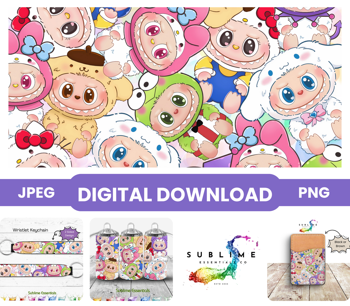 Labubu "Hello Kitty Dolls" Digital Download - PNG & JPEG Format