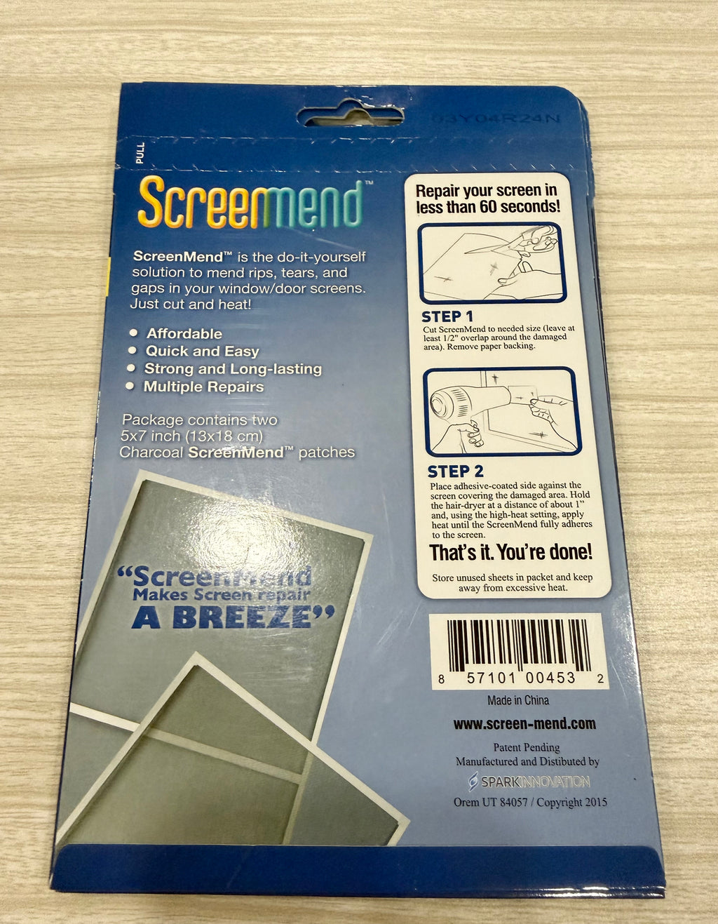 3 Packs of 2 - 5” x 7” DIY Charcoal ScreenMend Adhesive-Coated Window Or Patio Screen Patches