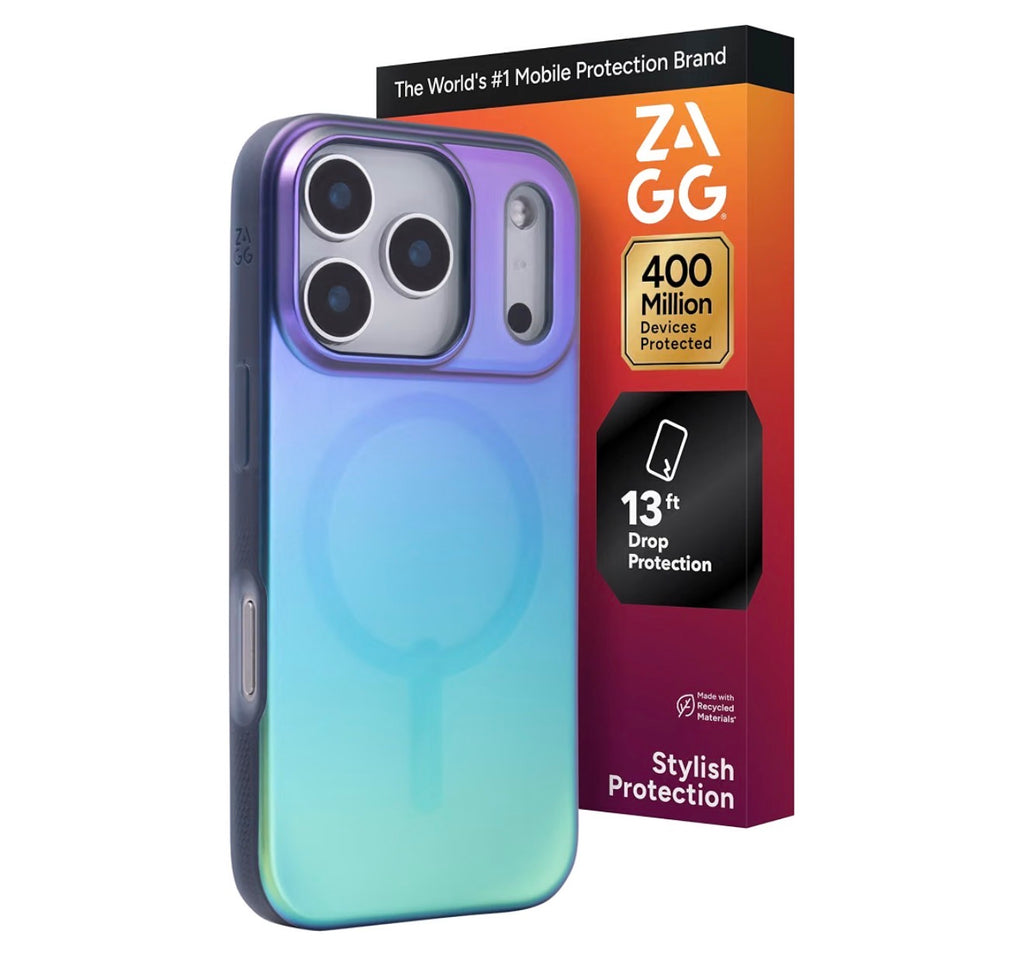 ZAGG Milan Snap Case for iPhone 17 Pro - Raven Feather, Graphene Strengthened Phone Case with Drop Protection (13ft/4m), Textured Edges & Sparkle Design, MagSafe Charging Compatible