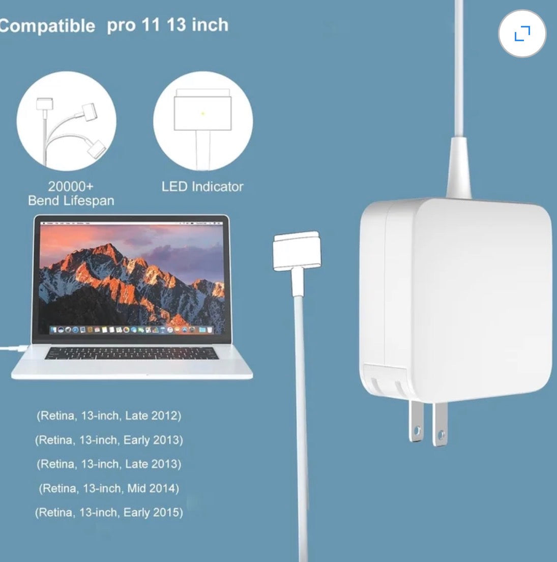 Charger 60W T-Tip Charger, Mag 2 Power Adapter, Safe Fast Charging, Compatible with Pro 11 inch and 13 inch After Mid 2012 (Applicable to 2012-2018)