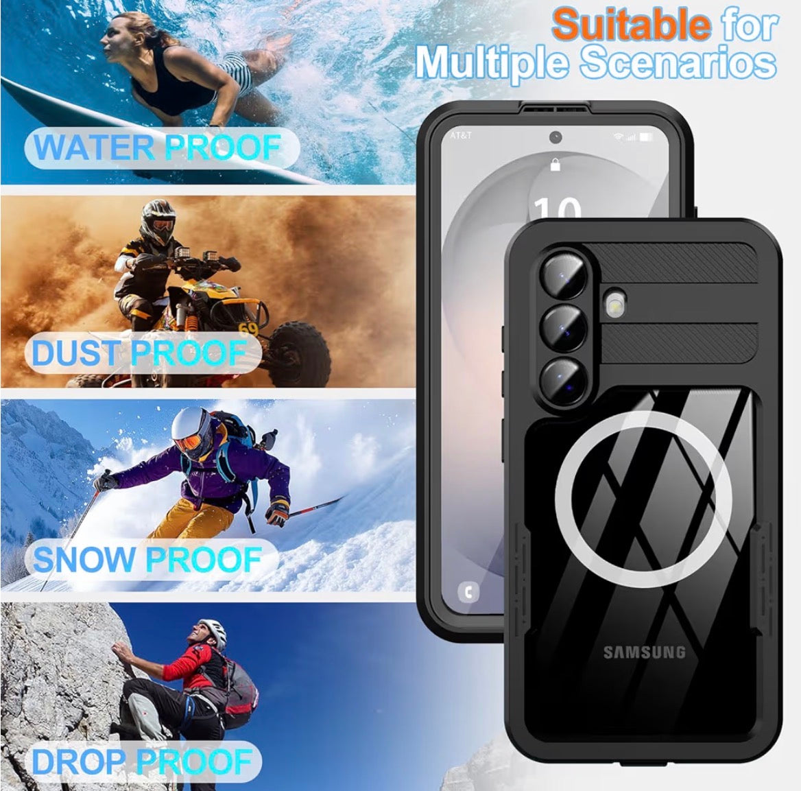 for Samsung Galaxy S26 Case Waterproof, Galaxy S26 Case with Built-in Screen & Lens Protector, Shockproof Full Body Protection Phone Case, Compatible with MagSafe/Wireless Charging, Black