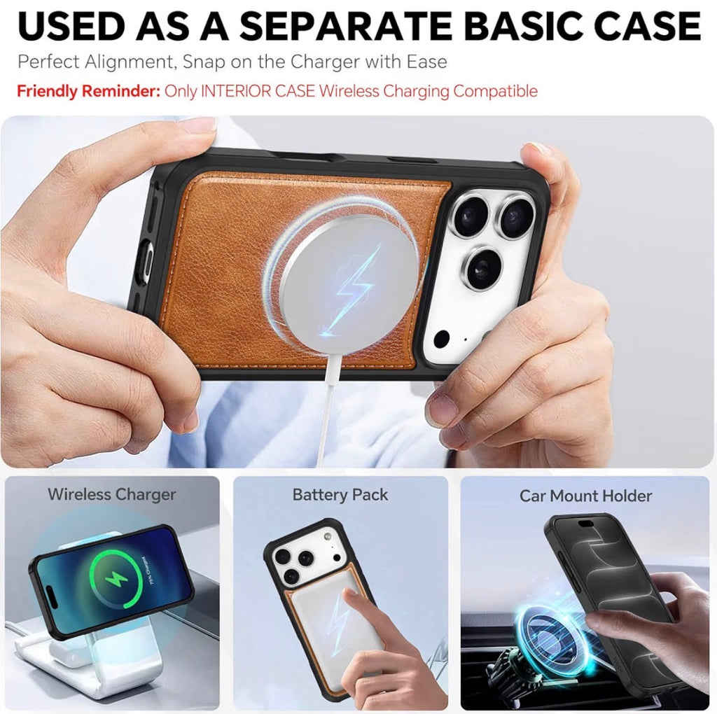 Detachable Wallet Case for iPhone 18 Pro/17 Pro (6.3"), Light Brown, 4 Card Holders, RFID Blocking, Wireless Charging, Kickstand, Wrist Strap, Shockproof TPU, PU Leather, Magnetic, Folio Cover