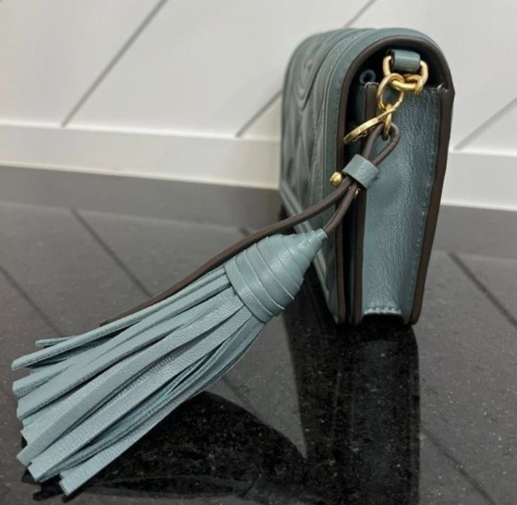 Tory Burch - Fleming Soft Wallet Crossbody - Arctic (Medium Blue Green)