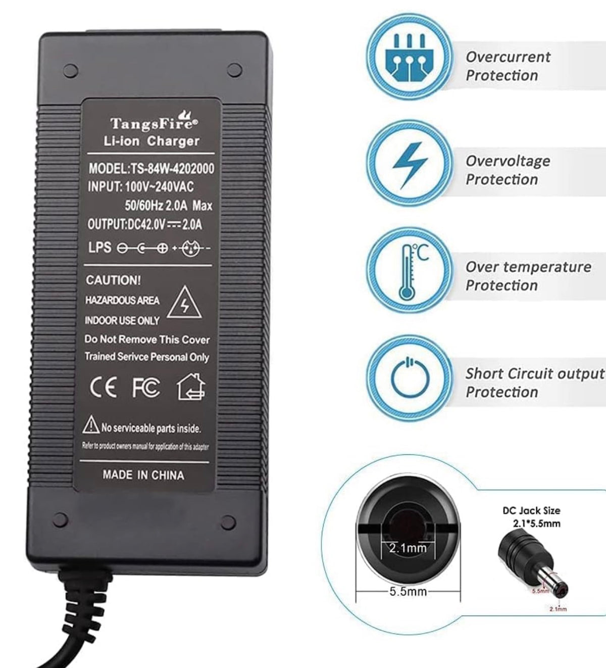 Charger 42vdc Replacement ACDC Charger for 10S 36Voltage Lithium Battery
DC42V Compatible with S2Pro S2Lite S2 KS4 KS4Pro NEX NEX3 NEX5 Max Max3 Max V2