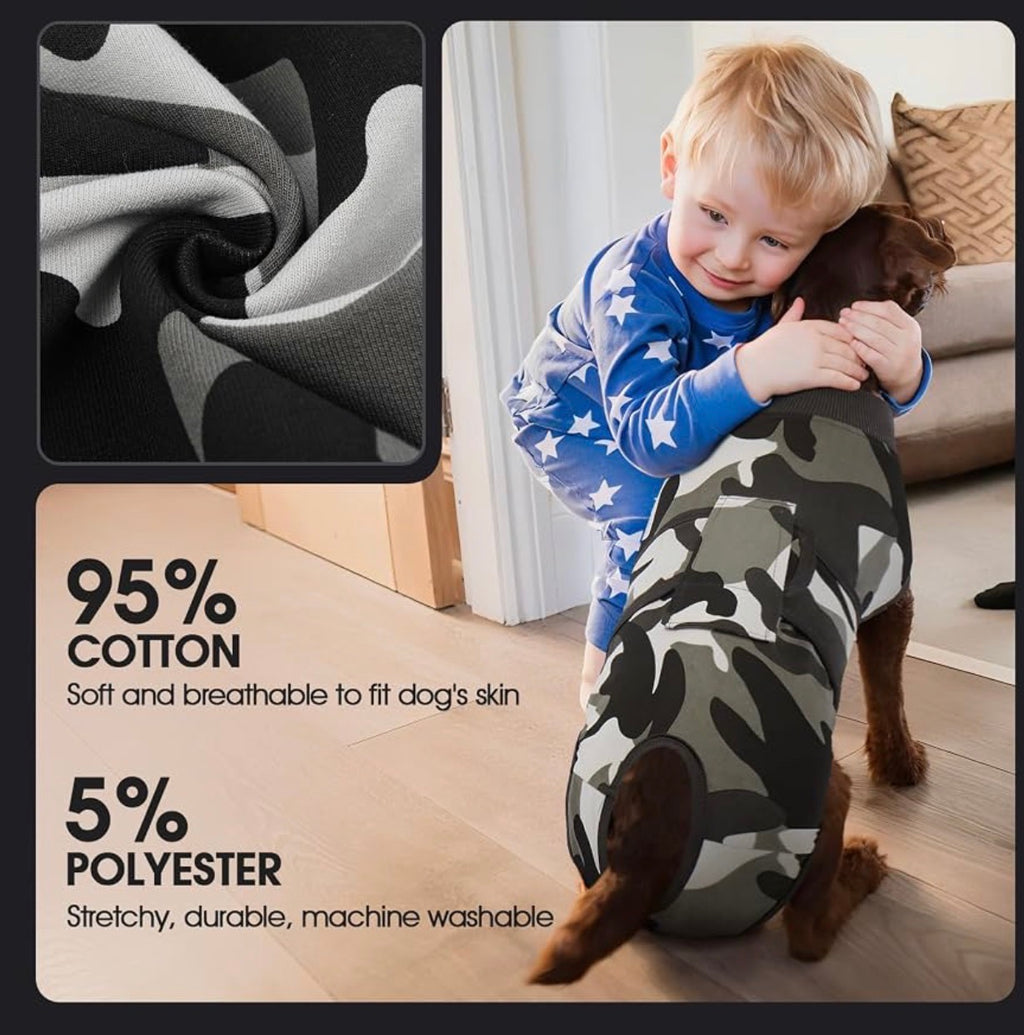 Dog Surgery Recovery Suit, Soft Breathable Neuter Suit for Male Dogs, Post Neuter Surgery Suit, Alternative to Cone of Shame, Wound Care for Dogs, Anti-lick Dog Recovery Suit Camouflage, Medium