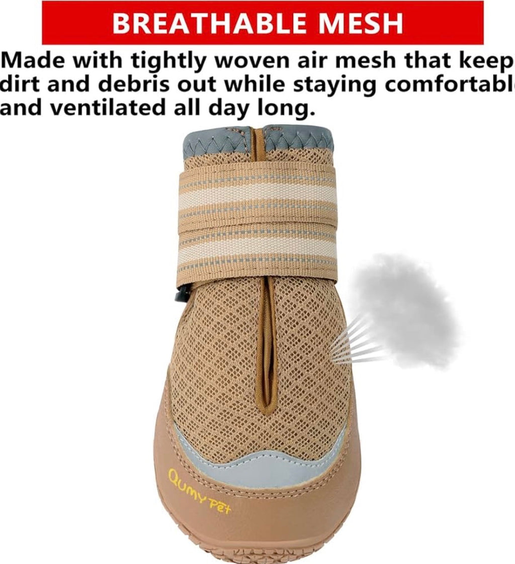 Dog Shoes for Large Medium Dog Boots & Paw Protectors for Hot Pavement
Summer Heat Protection, Mesh Breathable Nonslip Dog Booties for Hardwood Floors Indoor, Outside Walking Running Hiking Khaki