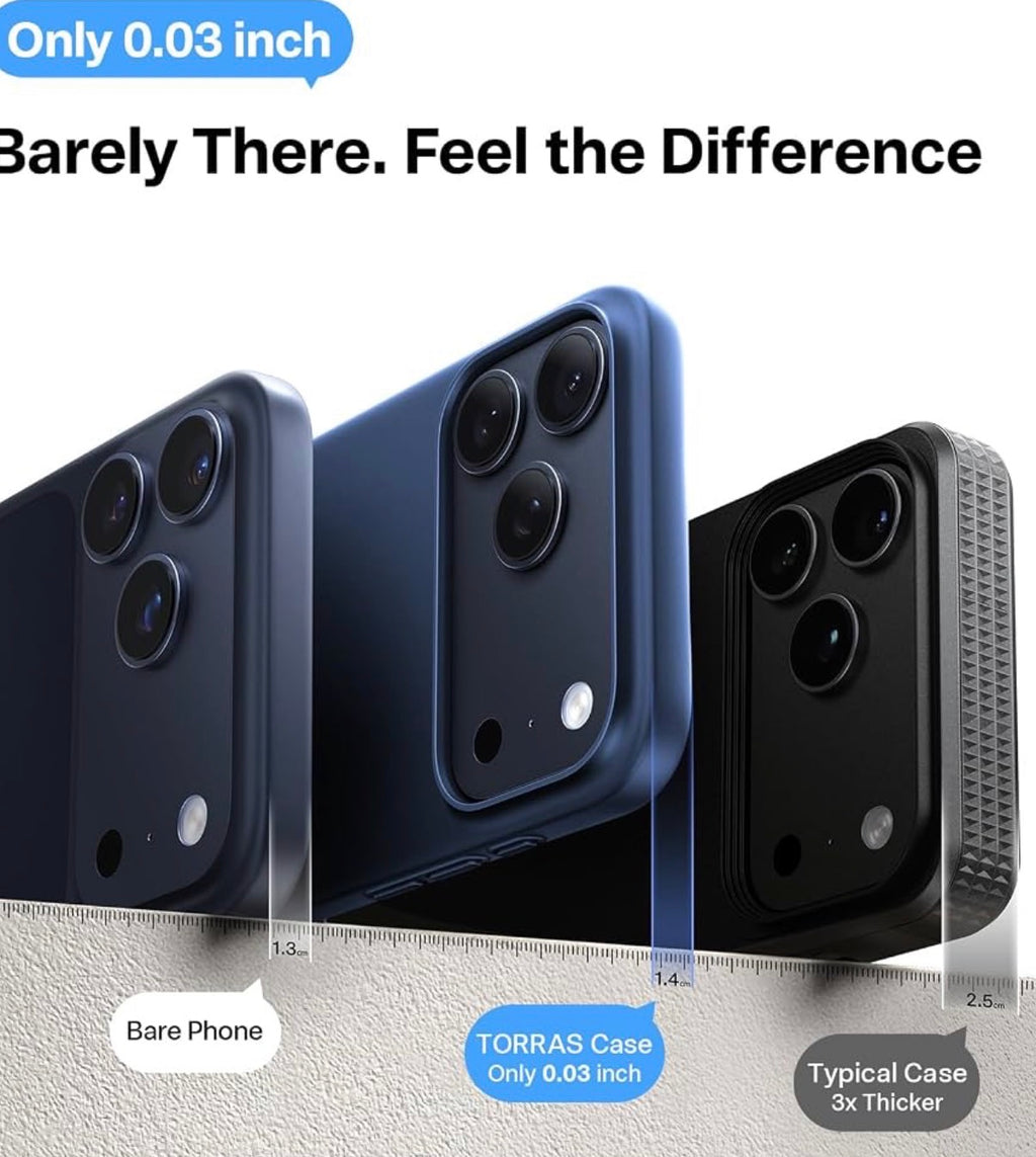 TORRAS Slim Fit for iPhone 17 Pro Case Thin 6.3" Velvety Matte Blue, Hard Bayer PC Material for iPhone 17 Pro Phone Case, OriginFit, Anti-scratch,Ultra Slim Lightweight Hard Cover