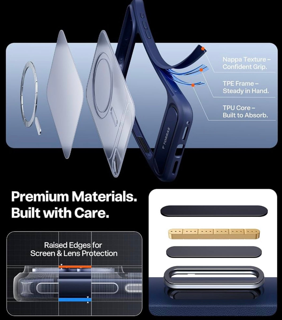 TORRAS Strong Magnetic Seamless Stand for iPhone 17 Pro Max Case Deep Blue
Fit for MagSafe, Military Grade Drop Protection, Invisible Adjustable Kickstand, Camera Control Button, Translucent Matte