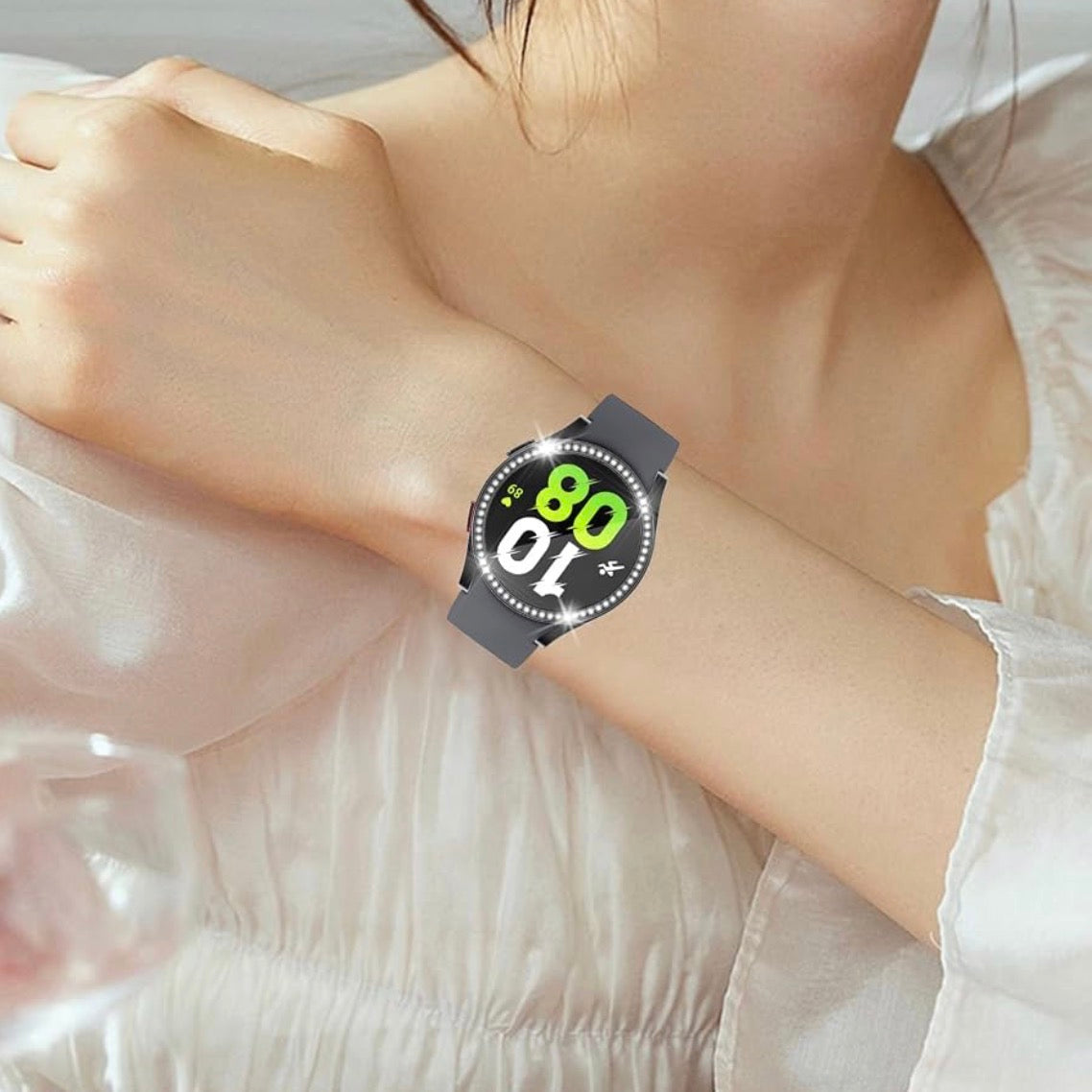 I Watch Screen Protector Compatible with Samsung Galaxy Watch 5/4 40mm, Bling Glitter Case TPU Soft Cover Full Protection with Sparkly Rhinestone for Galaxy Watch5/4/FE 40MM (16 Colors)