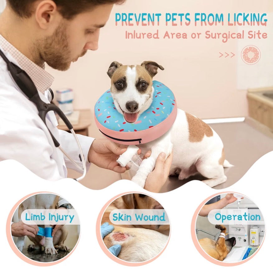 Inflatable Dog Cone Collar for Medium Dogs, Soft Cone Collar for Dogs Cats, ECollar Doggie Neck Donut Dog Cone Alternative After Surgery